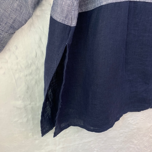 Tahari 100% Linen Long Sleeve Colorblock Oversized Button Down Sz 2X - Picture 5 of 11